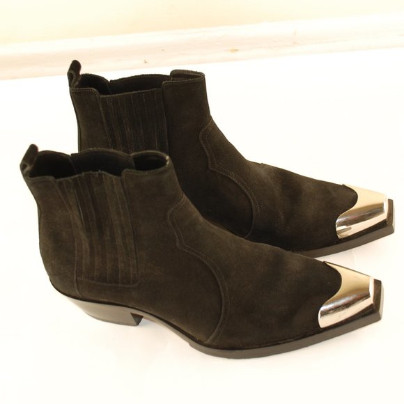 Black Suede Balmain steel toed boots main image 2